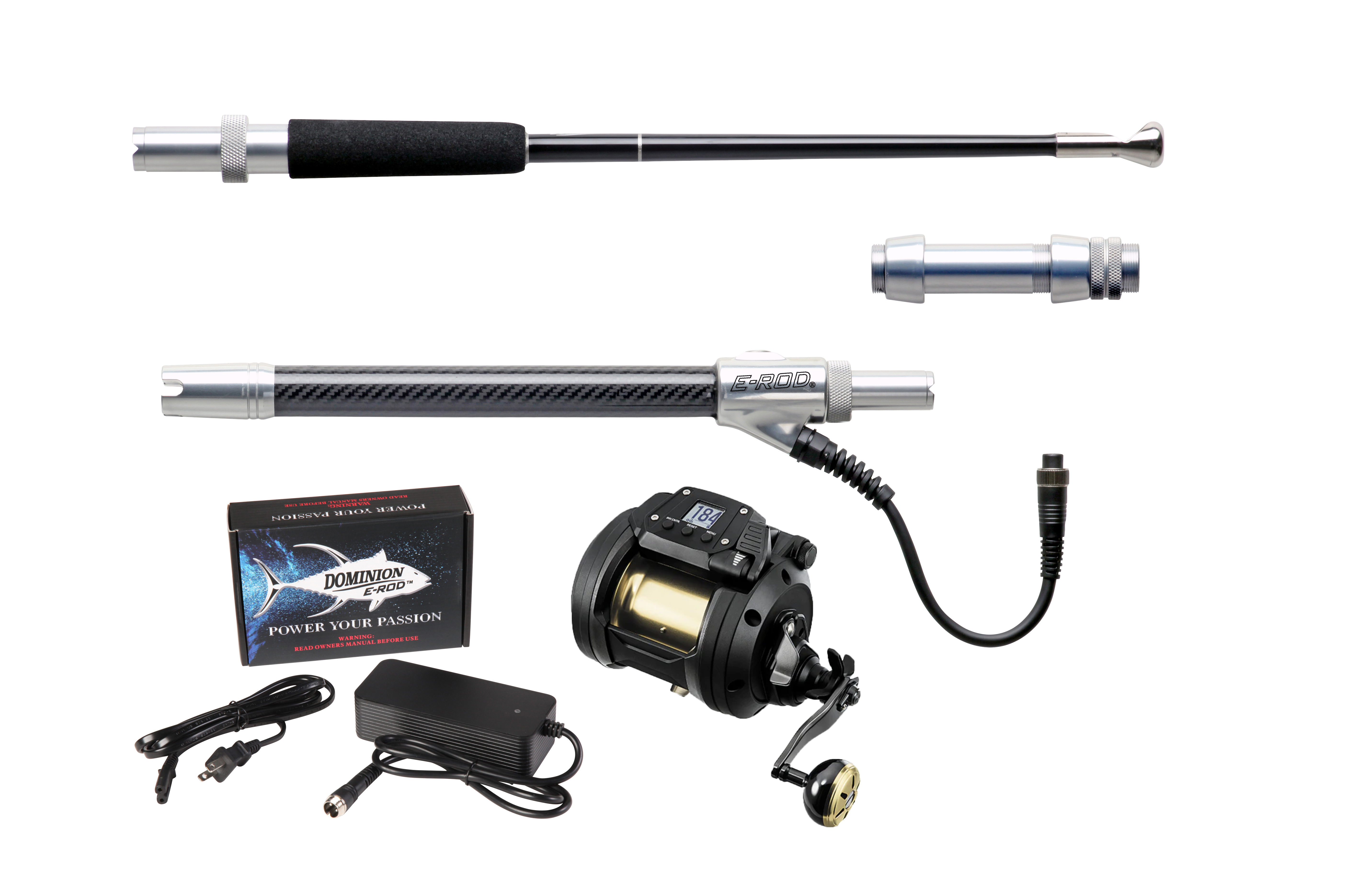 E-Rod HD Kite Rod Combo | Tanacom 800 Reel & Line Silver / Daiwa J-Braid 8x - White