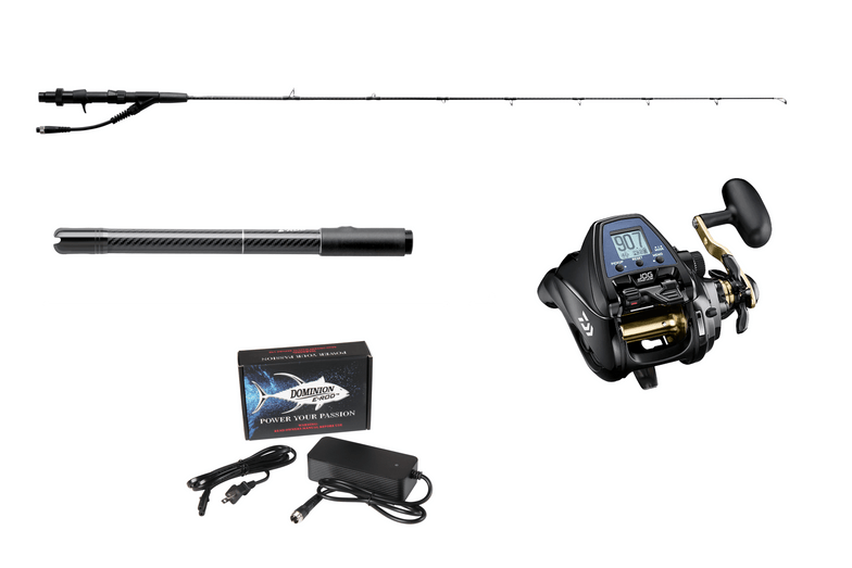 E-Rod Cloud Combo | Slow Pitch Rod, Reel & Line Standard Quick Swap Butt / Black / Daiwa J-Braid 8x - White