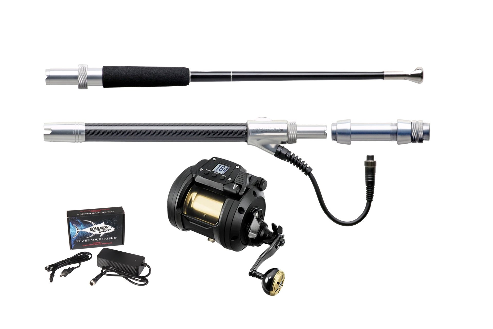 E-Rod HD Kite Rod Combo | Tanacom 800 Reel & Line Silver / Daiwa J-Braid 8x - White